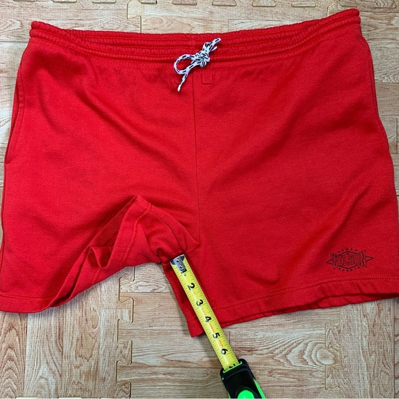 Vintage Wilson Sports Sweat Shorts Red Medium Gym Tennis Made in USA 80s / 90s - Picture 7 of 14